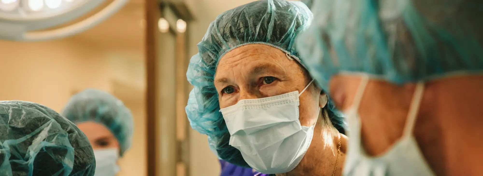 professor in a simulated hospital setting